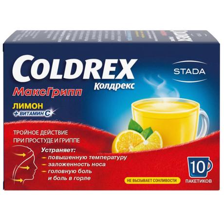 Фото Колдрекс МаксГрипп, порошок (лимон), 10 шт.