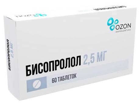 Фото Бисопролол, таблетки 2,5 мг, 60 шт.