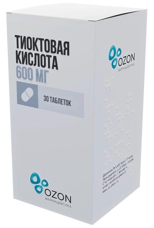 Фото Тиоктовая кислота, таблетки в пленочной оболочке 600 мг, 30 шт.