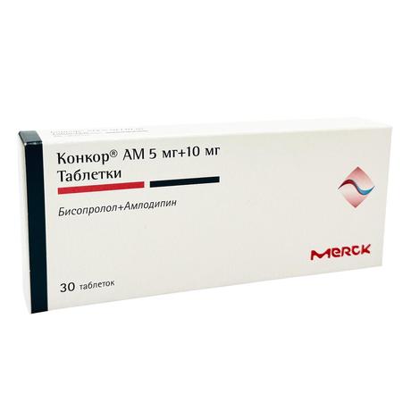 Фото Конкор АМ, таблетки 5 мг+10 мг, 30 шт.