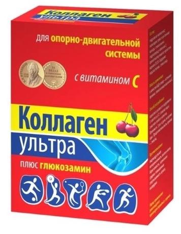 Фото Коллаген Ультра, плюс глюкозамин Вишня, порошок 8 г, 7 шт.