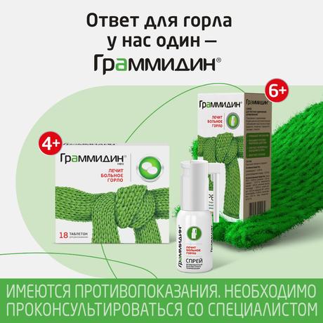 Фото Граммидин, спрей 0,06 мг+0,1 мг/доза, 112 доз