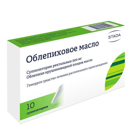 Фото Облепиховое масло, суппозитории ректальные 500 мг, 10 шт.