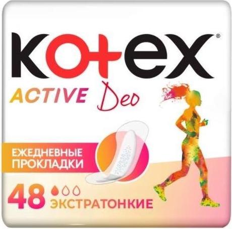 Фото Kotex Active Deo, прокладки ежедневные экстратонкие, 48 шт.