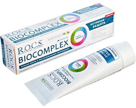 Фото Rocs biocomplex, зубная паста Активная защита, туба 94 г, 1 шт.