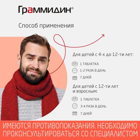 Фото Граммидин с анестетиком Нео, таблетки для рассасывания, 18 шт.