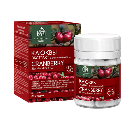 Фото Клюквы экстракт ВИС с витамином С, капсулы 0,4 г, 30 шт.