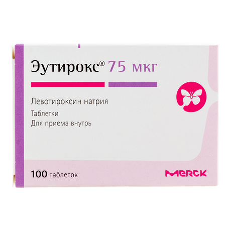 Фото Эутирокс, таблетки 0,075 мг, 100 шт.
