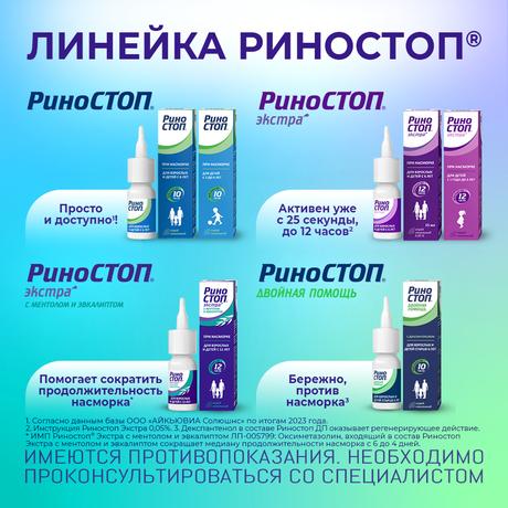 Фото Риностоп Экстра, спрей назальный 0.05%, 15 мл