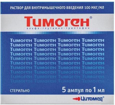 Фото Тимоген, раствор 100 мкг/мл, ампулы 1 мл, 5 шт.