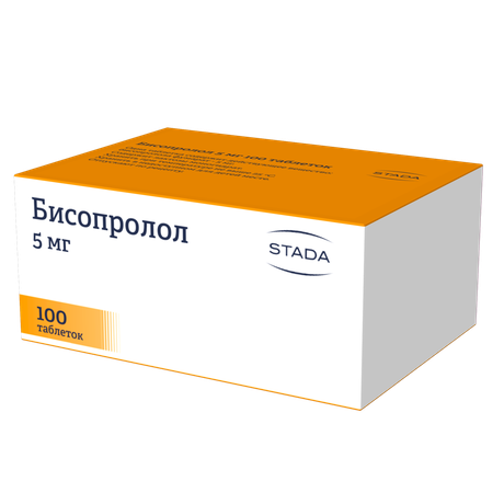 Фото Бисопролол, таблетки покрытые пленочной оболочкой 5 мг, 100 шт.