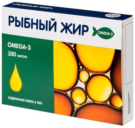 Фото Рыбный жир, капсулы 330 мг, 100 мг
