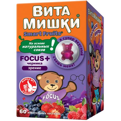 Фото ВитаМишки Focus + черника, пастилки жевательные, 60 шт.