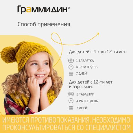 Фото Граммидин детский, таблетки для рассасывания 1,5 мг+1 мг, 18 шт.
