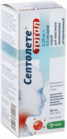 Фото Септолете Тотал, спрей 0.15 мг+0.5 мг, 30 мл (250 доз)