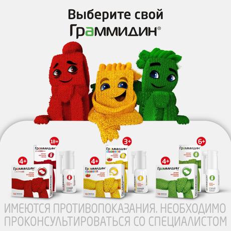Фото Граммидин, спрей 0,06 мг+0,1 мг/доза, 112 доз