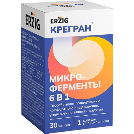 Фото Микроферменты 6 в 1 (Крегран), капсулы 10000 ЕД, 30 шт.