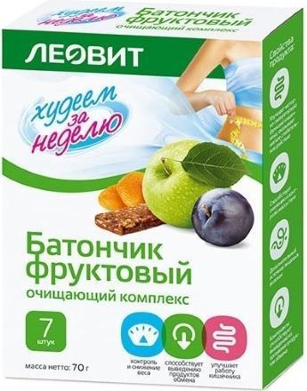 Фото Леовит Худеем за неделю, батончик фруктовый очищающий комплекс, 7 шт.