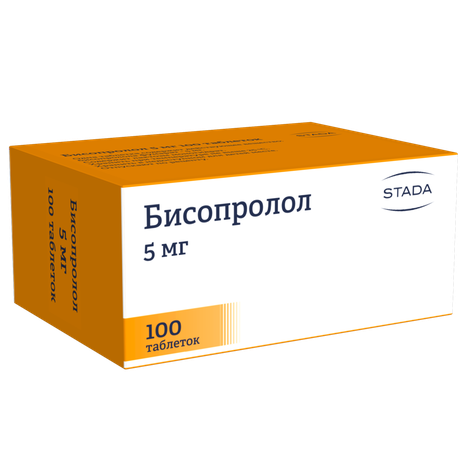 Фото Бисопролол, таблетки покрытые пленочной оболочкой 5 мг, 100 шт.