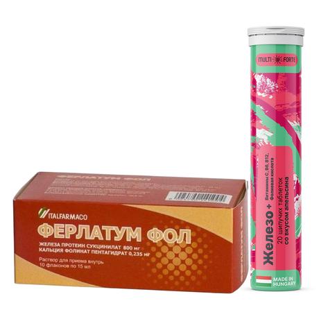 Фото Набор Ферлатум Фол р-р х20 и Железо+Вит С В6 В12 Фол к-та BioForte х20