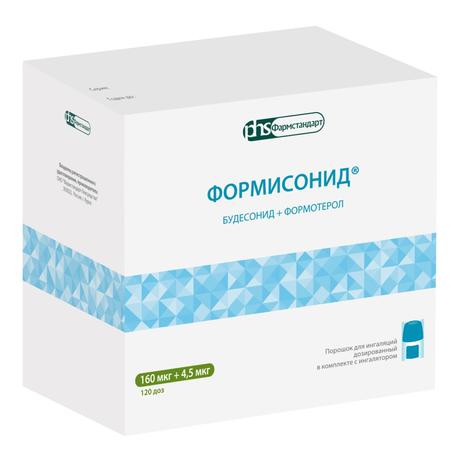 Фото Формисонид, порошок для ингаляций 160 мкг+4,5 мкг/доза (в комплекте с устройтсвом для ингаляций), 120 доз 