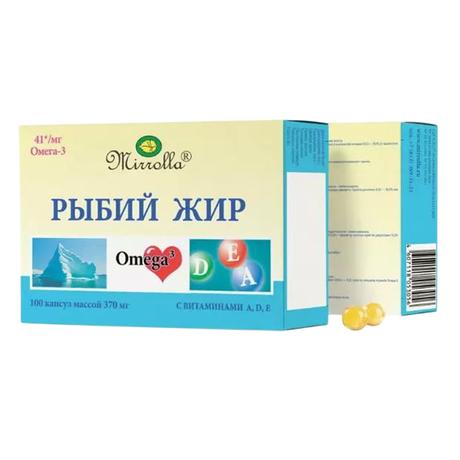 Фото Рыбий жир Мирролла с витаминами А, Д, Е, капсулы 0.37 г, 100 шт.