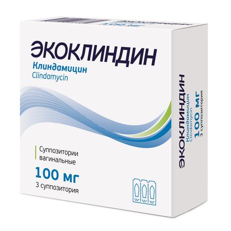 Фото Экоклиндин, суппозитории вагинальные, 100 мг, 3 шт.