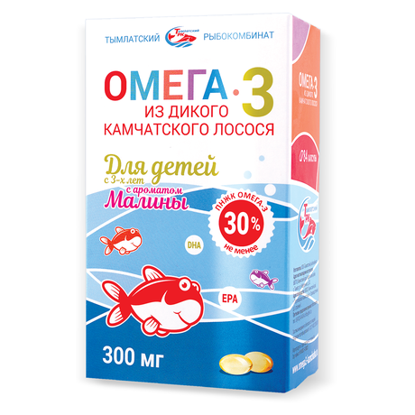 Фото Омега-3 из дикого камчатского лосося, капсулы для детей с 3 лет (малина), 84 шт.