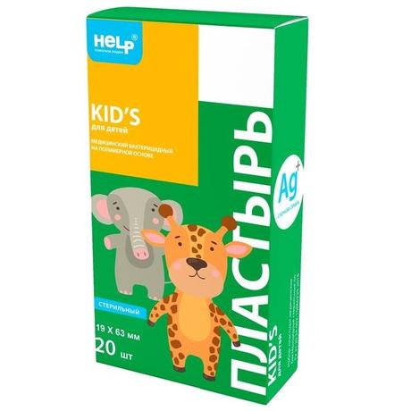 Фото Help, пластырь медицинский бактерицидный стерильный Детский 19x63 мм, 20 шт.