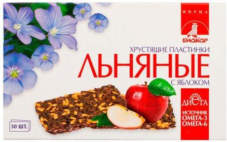 Фото Пластинки льняные хрустящие с яблоком, 30 шт.