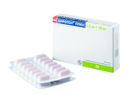 Фото Диротон Плюс, капсулы с модифицированным высвобождением 1.5 мг+10 мг, 28 шт.