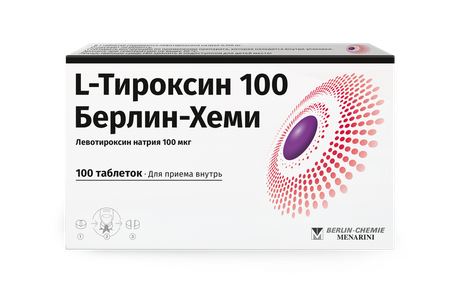 Фото L-Тироксин 100 Берлин-Хеми, таблетки 100 мкг, 100 шт.