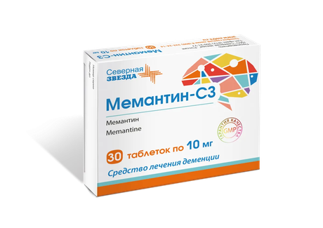 Фото Мемантин-СЗ, таблетки покрытые пленочной оболочкой 10 мг, 30 шт.