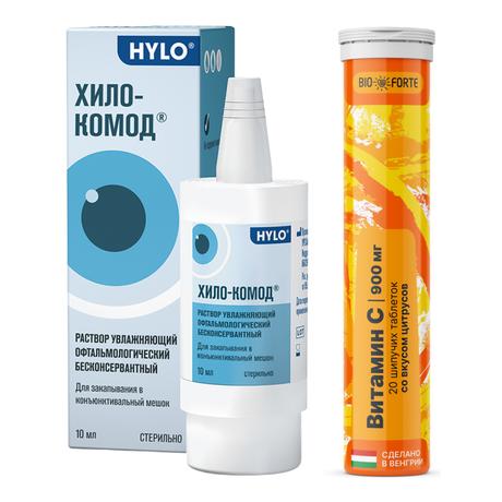 Фото Набор Хило-Комод р-р офтал 10мл и Витамин С Bioforte табл х20
