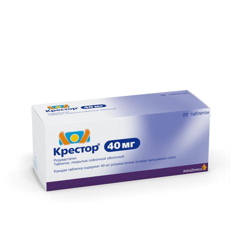 Фото Крестор, таблетки в плёночной оболочке 40 мг, 28 шт.