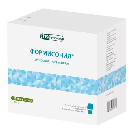 Фото Формисонид, порошок для ингаляций 160 мкг+4,5 мкг/доза (в комплекте с устройтсвом для ингаляций), 120 доз 