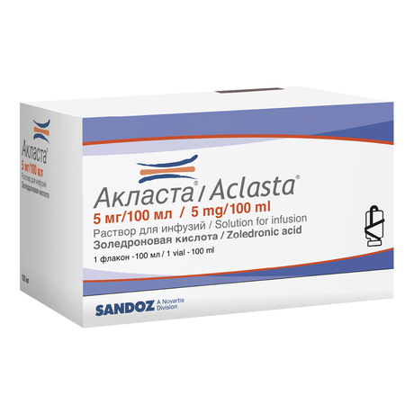 Фото Акласта, раствор 5 мг/100 мл 100 мл, 1 шт.