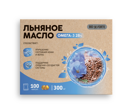 Фото Масло льняное BioForte, капсулы, 100 шт.