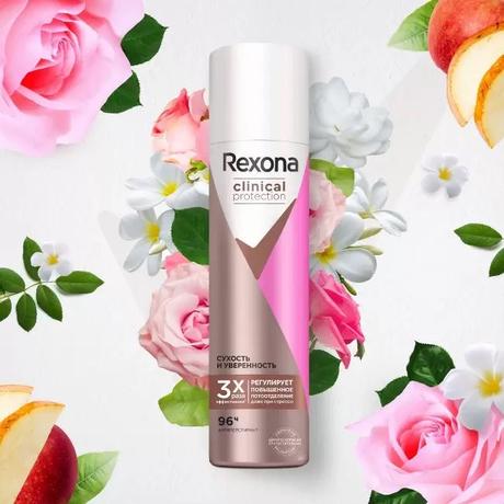 Фото Rexona Clinical Protection, антиперспирант-аэрозоль Сухость и уверенность 150 мл