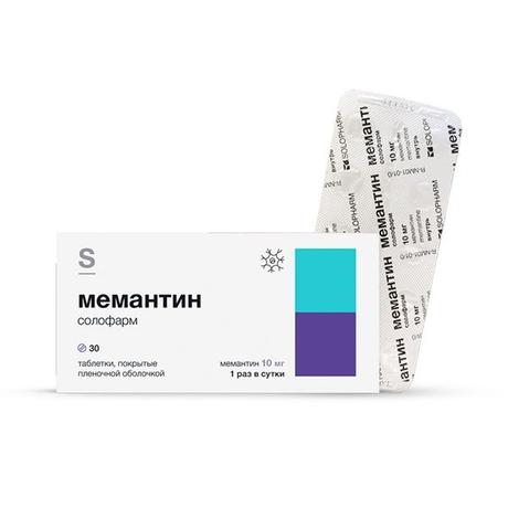 Фото Мемантин солофарм, таблетки покрытые пленочной оболочкой 10 мг, 30 шт.