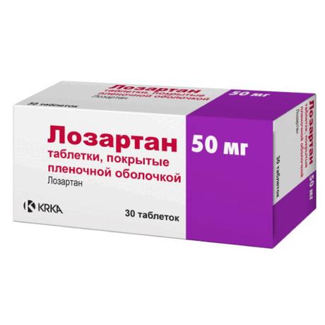 Фото Лозартан, таблетки покрыт. плен. об. 50 мг, 30 шт. (КРКА)