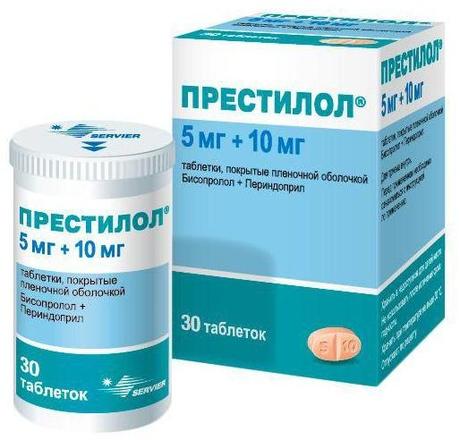 Фото Престилол, таблетки покрыт. плен. об. 5 мг+10 мг, 30 шт.