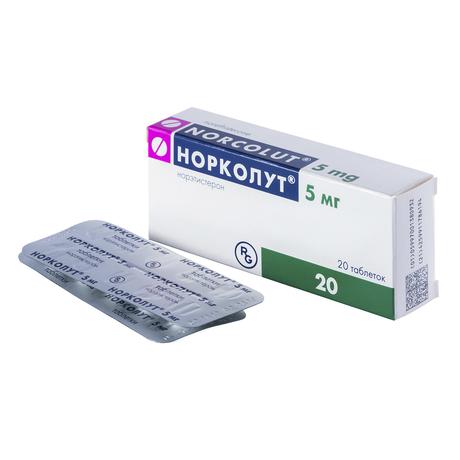 Фото Норколут, таблетки 5 мг, 20 шт.
