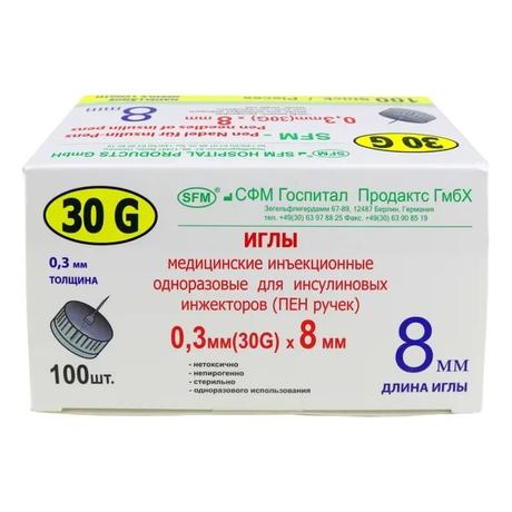 Фото SFM, игла для шприц-ручек 30G, 0.30 х 8 мм, 100 шт.