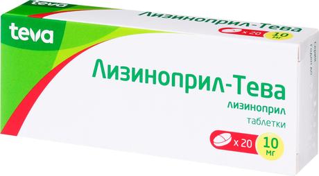 Фото Лизиноприл-Тева, таблетки 10 мг, 20 шт.
