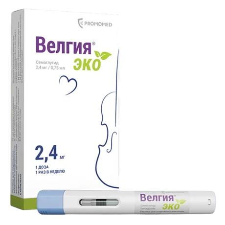Фото Велгия эко, раствор для п/к введения 2,4 мг шприц в автоинжекторе 0,75 мл, 4 шт.