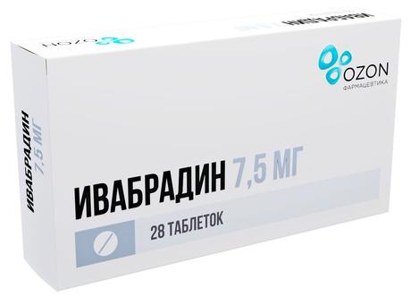 Фото Ивабрадин, таблетки в плёночной оболочке 7,5 мг, 28 шт.