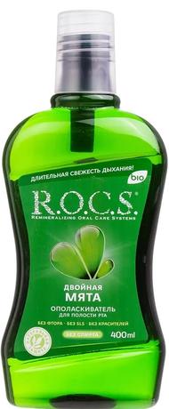 Фото Rocs, ополаскиватель для полости рта Двойная мята 400 мл, 1 щт.