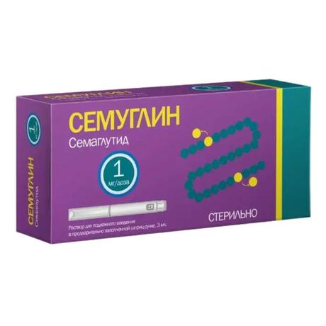 Фото Семуглин, раствор для подкожного введения, 1 мг/доза 3 мл + игла 4 шт.   