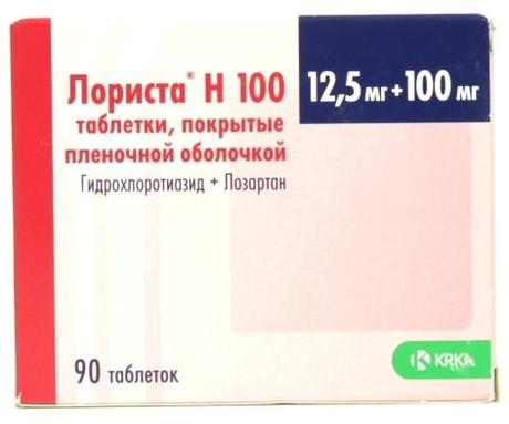 Фото Лориста Н100, таблетки покрыт. плен. об. 100 мг+12,5 мг, 90 шт.